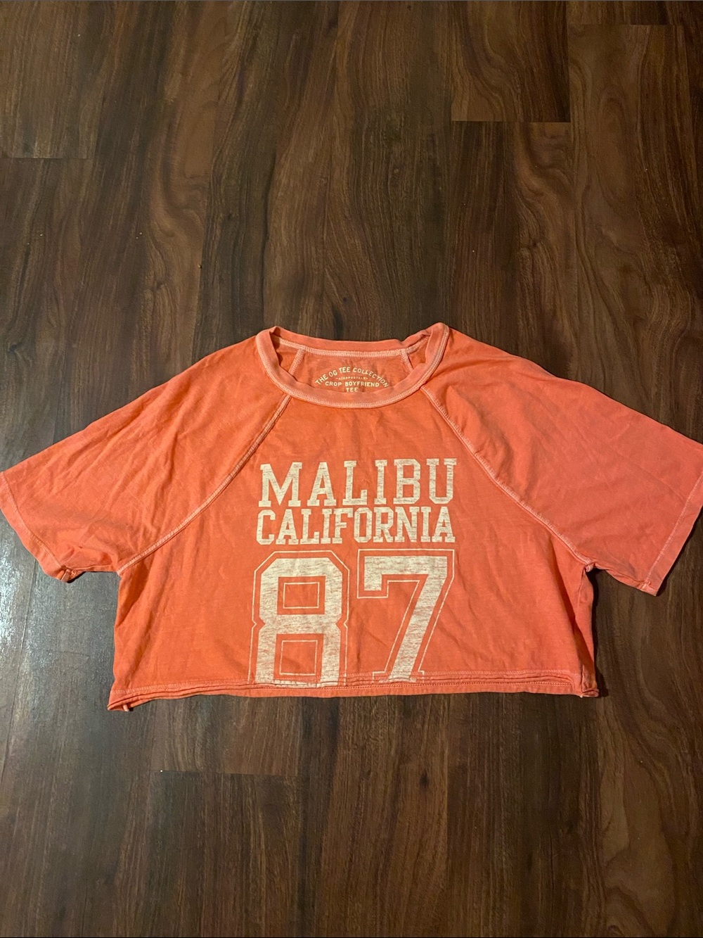 Aeropostale Coral Graphic Cropped Tee